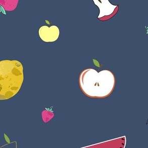 Fruity pattern with pomegranate  apple watermelon cherry and strawberry pattern