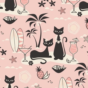 cats on vacation pink XL