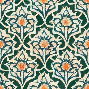 Hand Painted Tile Vintage Damask