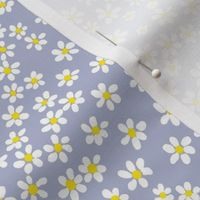 (S) Tiny quilting floral - small white flowers on soft shadow blue