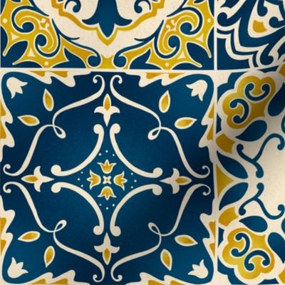 Italian tiles or cheater quilt mediterranean azulejos 24 inch repeat