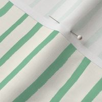 Large Handpainted watercolor wonky uneven stripes - Jade green on cream - Petal Signature Cotton Solids coordinate 