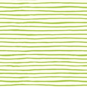 Large Handpainted watercolor wonky uneven stripes - Lime green on cream - Petal Signature Cotton Solids coordinate 