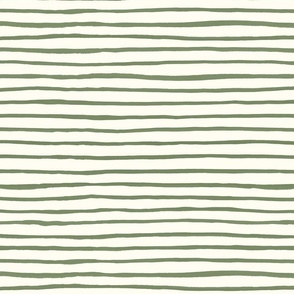 Large Handpainted watercolor wonky uneven stripes - Sage green on cream - Petal Signature Cotton Solids coordinate 
