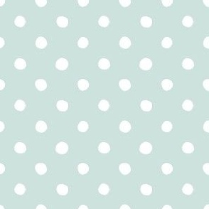 Medium Handdrawn Dots - polka dot - rainbow quilting collection - white on Sea Glass green - Petal Signature Cotton Solids coordinate