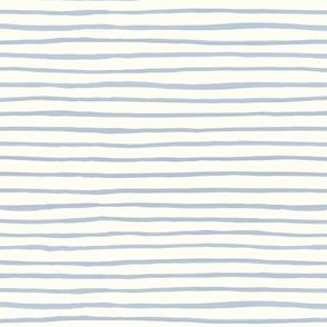 Large Handpainted watercolor wonky uneven stripes - Fog blue on cream - Petal Signature Cotton Solids coordinate 