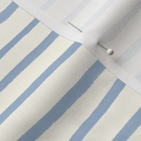 Large Handpainted watercolor wonky uneven stripes - Sky blue on cream - Petal Signature Cotton Solids coordinate 