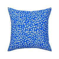 (S) Tiny quilting floral - small white flowers on Cobalt blue  - Petal Signature Cotton Solids coordinate