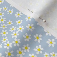 (S) Tiny quilting floral - small white flowers on Fog blue  - Petal Signature Cotton Solids coordinate