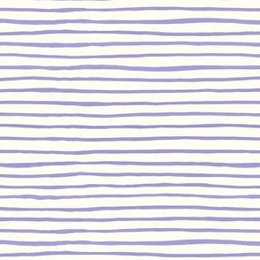 Large Handpainted watercolor wonky uneven stripes - Lilac purple on cream - Petal Signature Cotton Solids coordinate 
