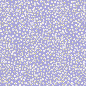 (S) Tiny quilting floral - small white flowers on Lilac purple - Petal Signature Cotton Solids coordinate