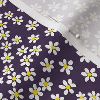 (S) Tiny quilting floral - small white flowers on Plum purple - Petal Signature Cotton Solids coordinate