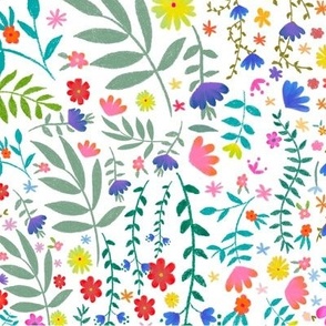Summer garden florals, pencil drawn, dress making, childrens wear, dolls house wallpaper  8x7" 