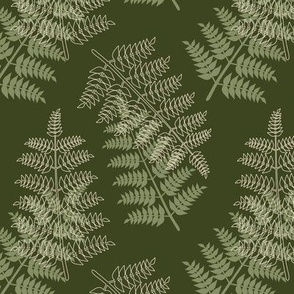 Busy Ferns - Forest Green
