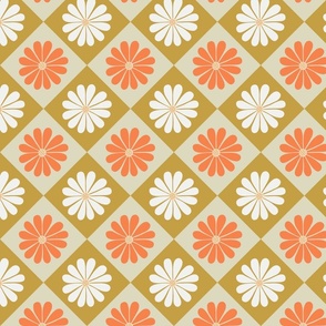 Daisy checkered pattern in earthy colors