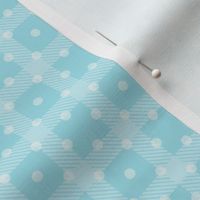 Baby Bunny Easter Coordinate Gingham Checker and Polkadots in Blue and Antique White