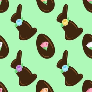 Easter Chocolates/Chocolate Bunnies and Eggs/Easter Candy - Large Green