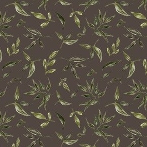 Mini - Venice Leaves - Chocolate Brown - 4x4 fabric // 6x6 wallpaper
