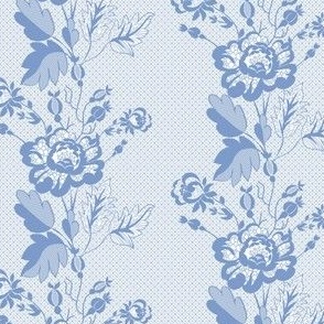 Retro Floral on Mesh Lace in Wedgewood Blue - Coordinate