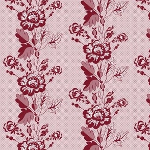 Retro Floral on Mesh Lace in Burgundy - Coordinate