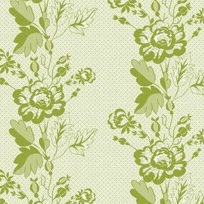 Retro Floral on Mesh Lace in Titanite Green - Coordinate