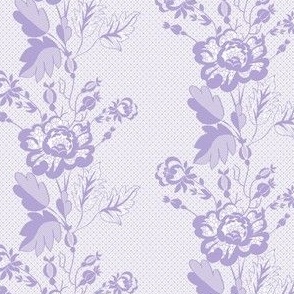 Retro Floral on Mesh Lace in Digital Lavender - Coordinate