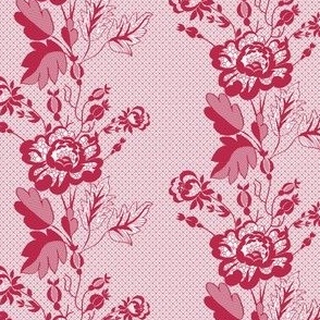 Retro Floral on Mesh Lace in Viva Magenta - Coordinate