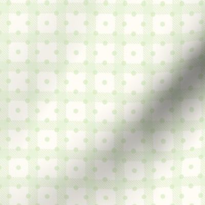 Baby Bunny Easter Coordinate Gingham Checker and Polkadots in Antique White and Spring Green