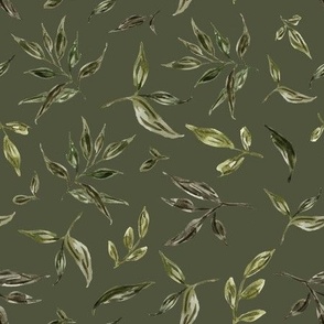 Medium - Venice Leaves - Olive Green - 9x9in fabric // 12x12 wallpaper