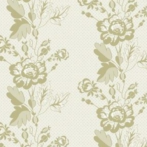 Retro Floral on Mesh Lace in Sage Green - Coordinate