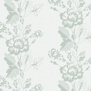 Retro Floral on Mesh Lace in Regency Mint - Coordinate