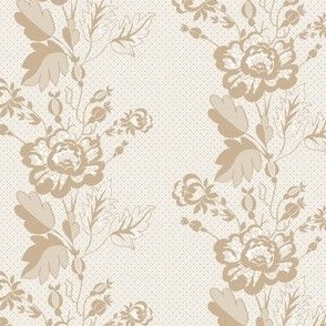 Retro Floral on Mesh Lace in Regency Linen - Coordinate