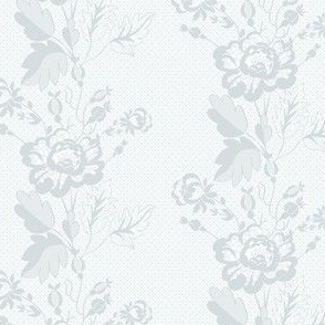 Retro Floral on Mesh Lace in Regency Grey - Coordinate