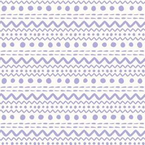 Smaller Scale ZigZag Stripes and Dots Lavender on Antique White