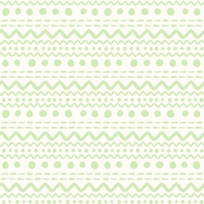 Smaller Scale ZigZag Stripes and Dots Spring Green on Antique White