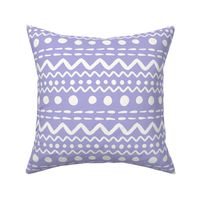 Bigger Scale ZigZag Stripes and Dots Antique White on Lavender