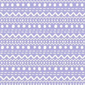 Bigger Scale ZigZag Stripes and Dots Antique White on Lavender