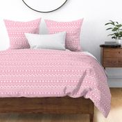 Bigger Scale ZigZag Stripes and Dots Antique White on Pink