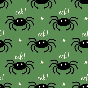 ( medium) Spider, Halloween, black, eek! Green 
