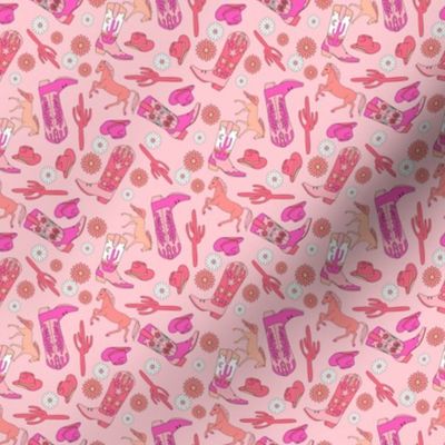 MINI pink western cowgirl fabric - fuchsia pink fabric