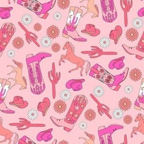 SMALL pink western cowgirl fabric - fuchsia pink fabric