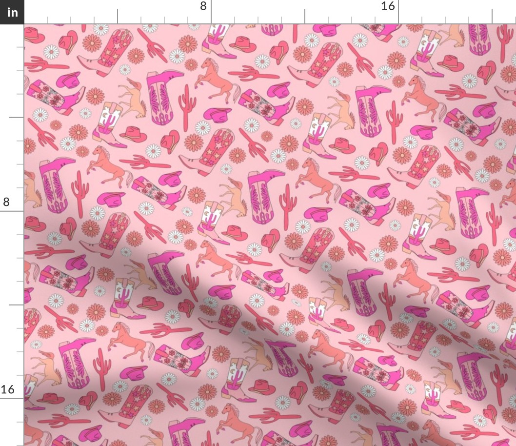 MEDIUM pink western cowgirl fabric - fuchsia pink fabric