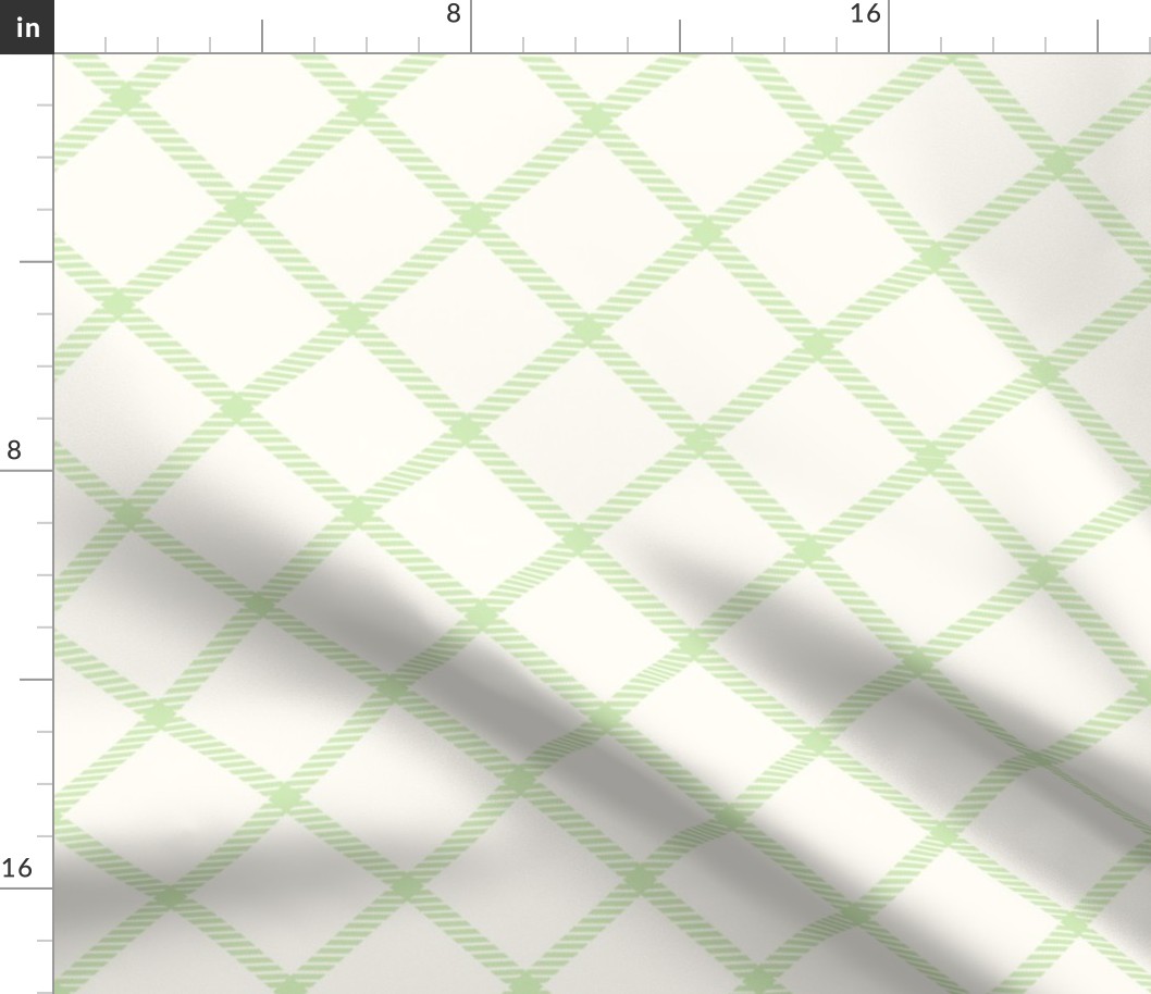 Bigger Scale Spring Green Lattice Plaid on Antique White Baby Bunny Nursery Coordinate