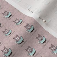 Micro scale Americatno coffee cats on a milky coffee background 