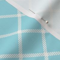 Smaller Scale Lattice Plaid Antique White on Blue Baby Bunny Nursery Coordinate