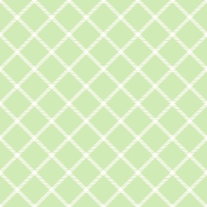 Bigger Scale Lattice Plaid Antique White on Spring Green Bunny Nursery Coordinate