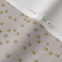 Cat pawprints gold on gray background // pet room // kids room // nursery (small)