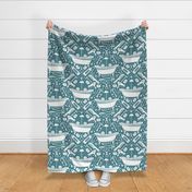 Cats and Dogs Salle de Bains - Teal Large Scale