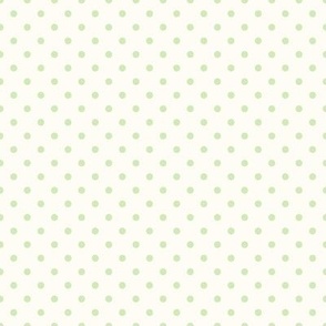Smaller Scale Polkadots Spring Green on Antique White Baby Bunny Easter Nursery Coordinate