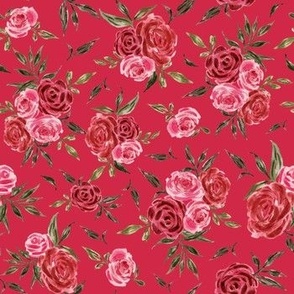 Small - Rosie Florals I - Vibrant Pink